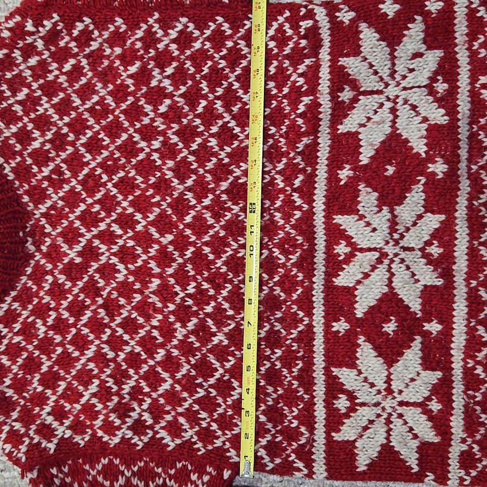 VINTAGE Red Snowflake Pattern Wool Sweater - Picture 5 of 13